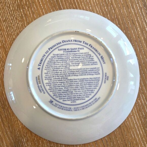 Franklin Mint Princess Diana Tribute Plate, Danbury Diana The People's Princess - Picture 4 of 6